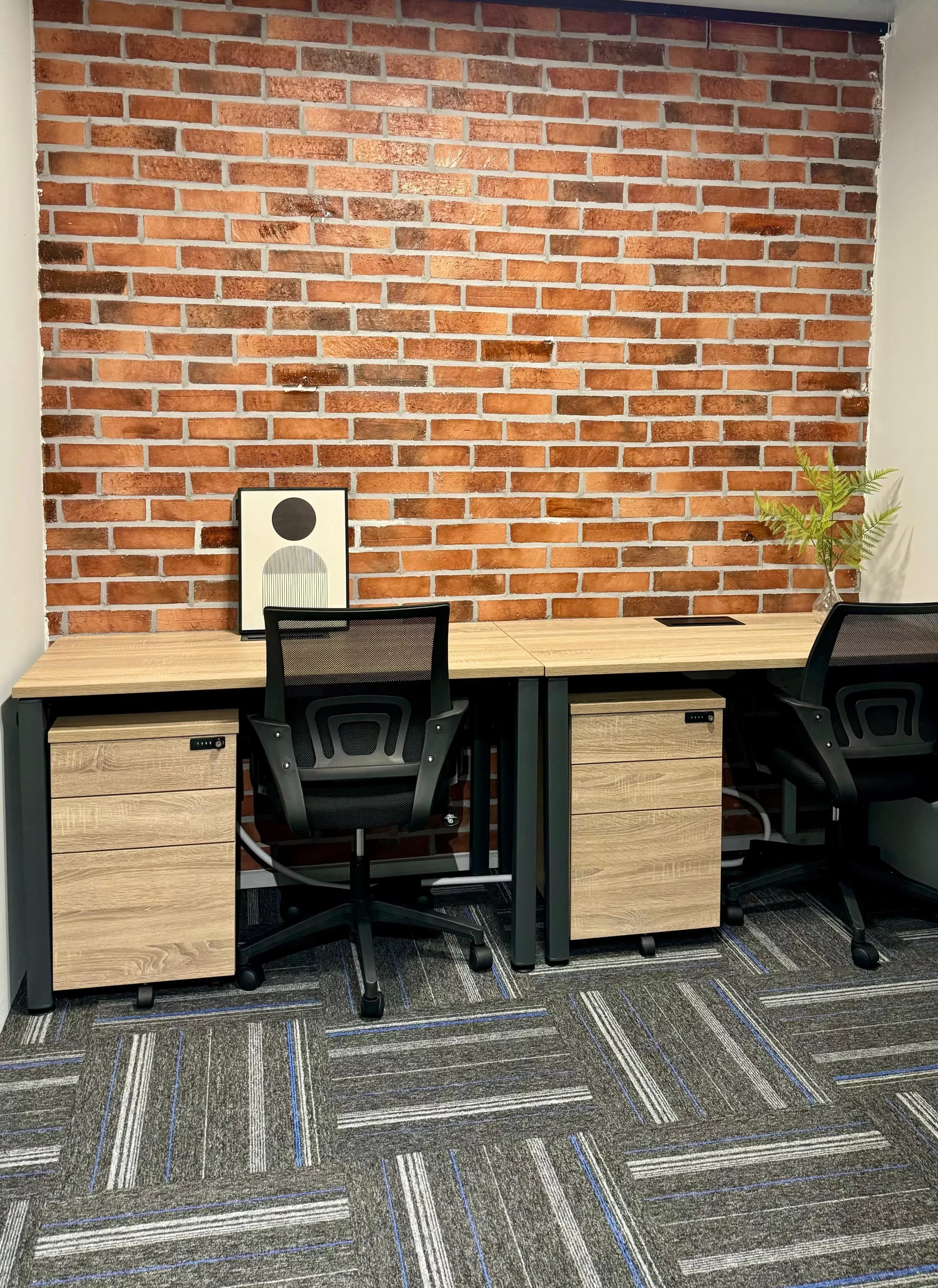 Dedicated desk in Singapore CBD with ergonomic chair and lockable pedestal, within a shared coworking office at Penguins Coworking